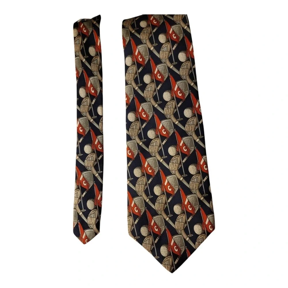 Harken Ltd Mens All Silk Hand Printed Golf Clubs Flags‎ Tie Made in USA 58